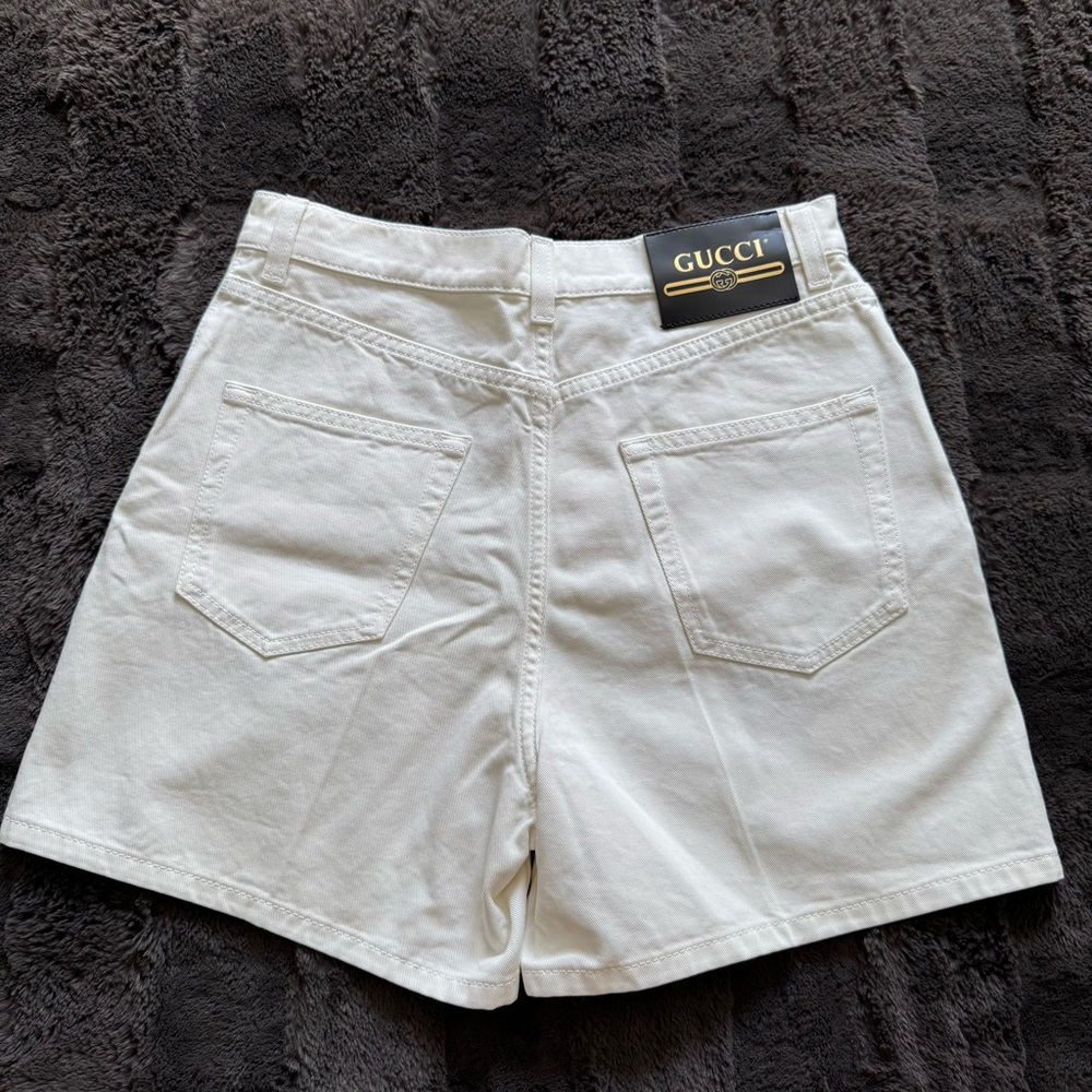 Gucci White High Waist Denim Shorts